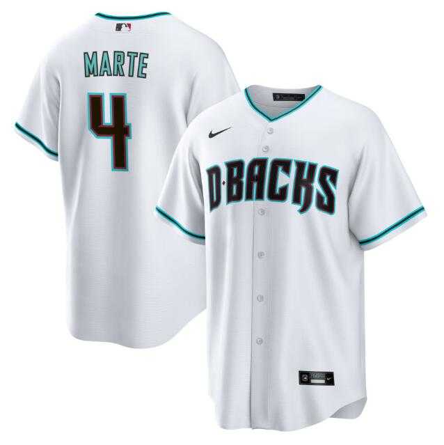 Mens Arizona Diamondbacks #4 Ketel Marte White Cool Base Stitched Jersey Dzhi